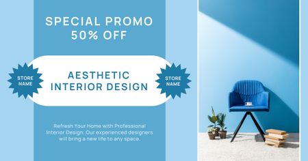 Furniture for Aesthetic Design Blue Facebook AD Design Template