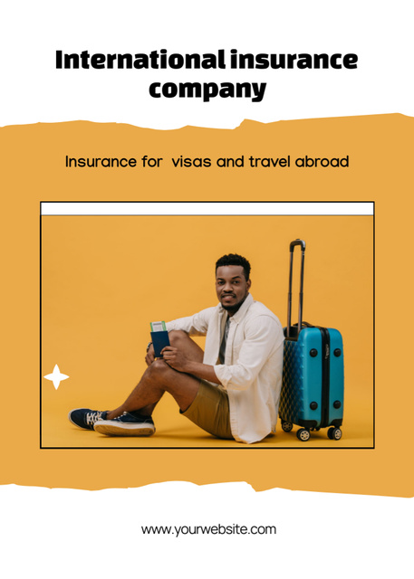 Building Awareness For International Insurance Firm with African American Traveler Flayer Design Template
