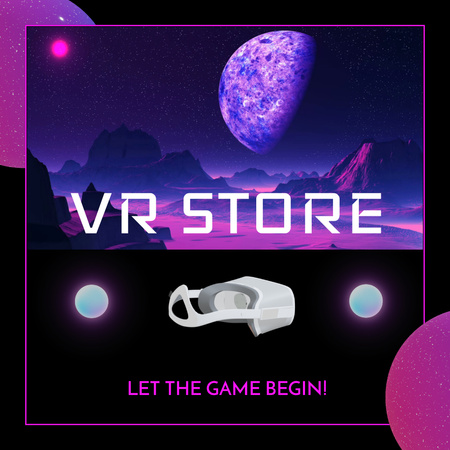 Космічний пейзаж із пропозицією продажу гарнітури VR Animated Post – шаблон для дизайну