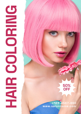 Discount for Hair Coloring in Beauty Salon Flayer tervezősablon