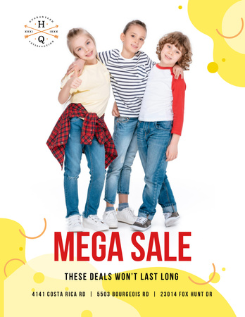 Clothes Sale with Happy Kids Poster 8.5x11in Design Template