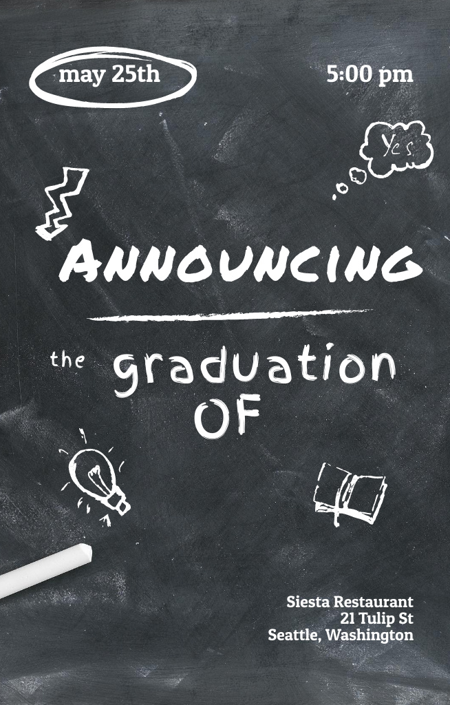 Plantilla de diseño de Graduation Announcement With Blackboard Invitation 4.6x7.2in 
