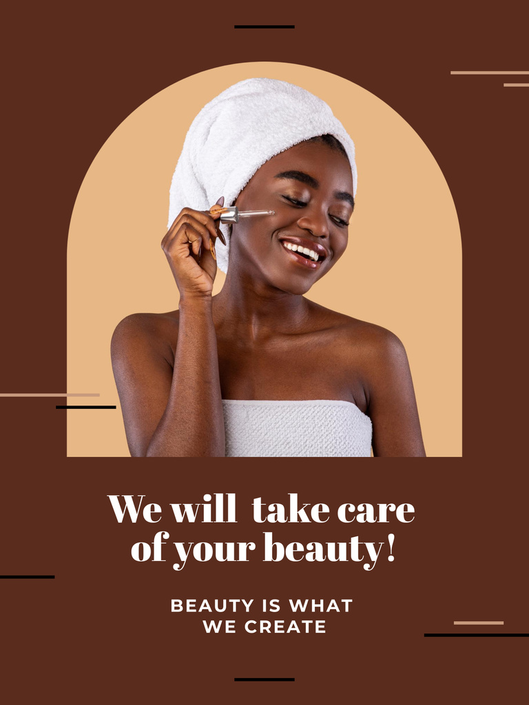 Fantastic Beauty Services Ad with Woman applying Lotion Poster 36x48in Design Template