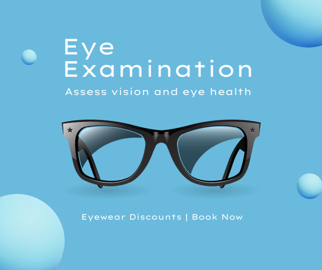 Eye Check Offer with Discount on Glasses Facebook Design Template