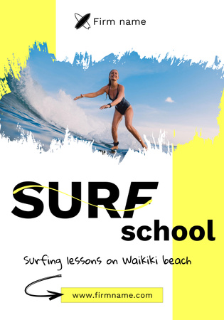 Surfing School Ad Poster 28x40in Design Template