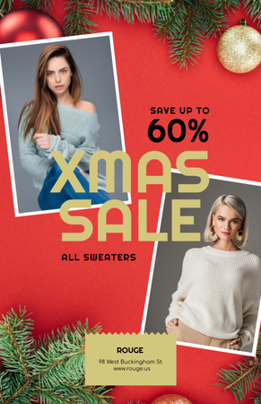 Christmas Sale Women in Warm Sweaters Flyer 5.5x8.5in Design Template