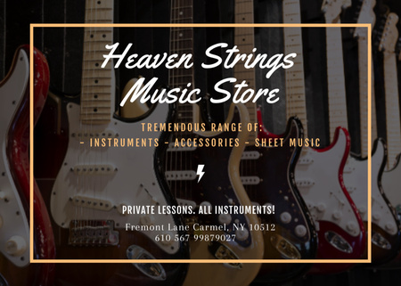 Music Store Offer with Guitars Postcard 5x7in Design Template