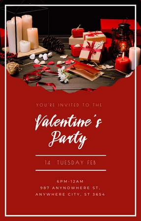 Sevgililer Günü Romantik Parti Davetiyesi Invitation 4.6x7.2in Tasarım Şablonu