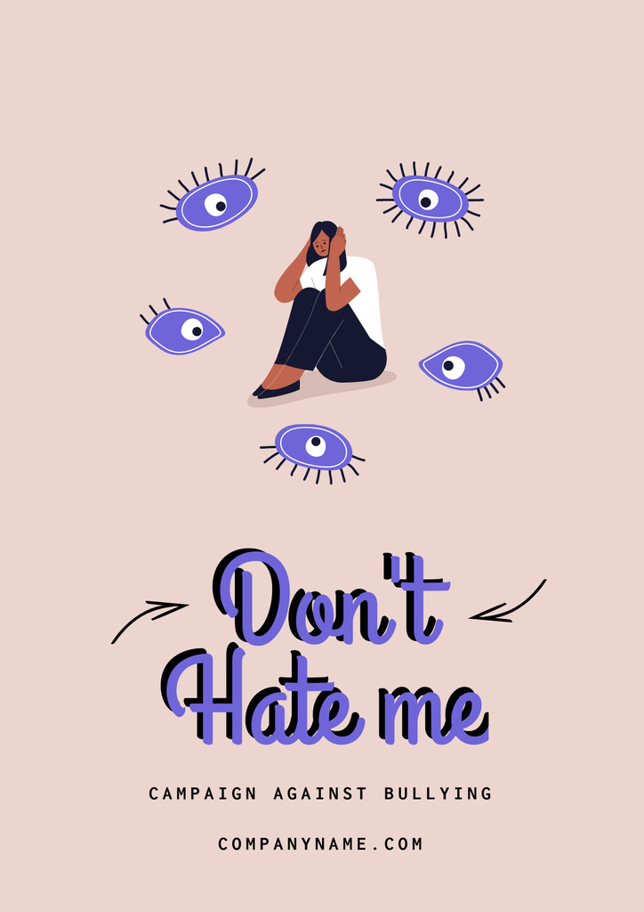 Plantilla de diseño de Campaign Against Online Hate With Illustration Poster 