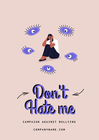 Campaign Against Online Hate With Illustration Poster Design Template