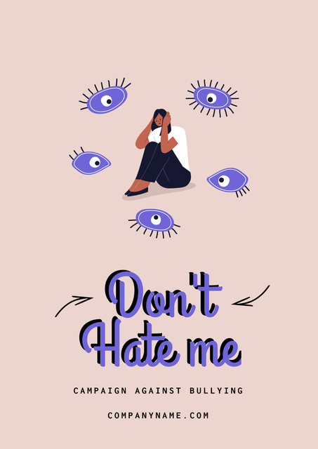 Campaign Against Online Hate With Illustration Poster – шаблон для дизайну