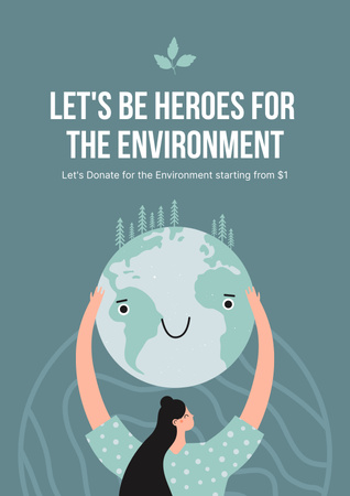 Plantilla de diseño de Donaciones caritativas para salvar la naturaleza Poster 