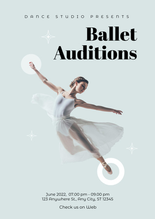 Beautiful Ballerina Practicing Ballet Dance Poster Design Template