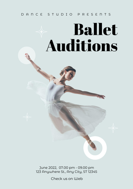 Beautiful Ballerina Practicing Ballet Dance Poster Tasarım Şablonu