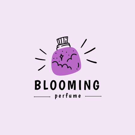 Blooming Perfume In Bottle In Purple Logo 1080x1080px Modelo de Design