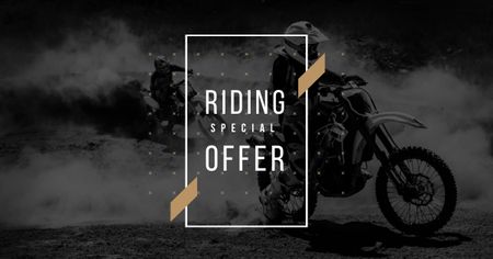 Bike Club Ad with Bikers Riding Motorcycle race Facebook AD Design Template