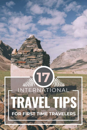 Travel Tips with Stones Pillar in Mountains Pinterest Design Template