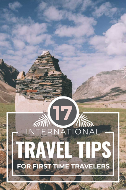 Ontwerpsjabloon van Pinterest van Travel Tips with Stones Pillar in Mountains