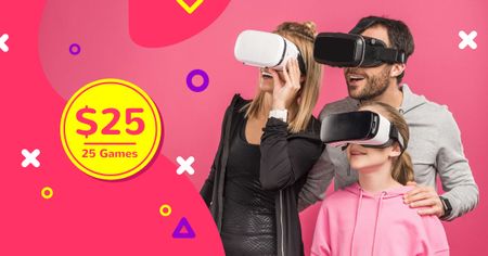 Designvorlage Family in VR Glasses für Facebook AD