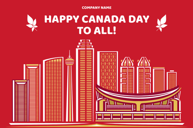 Canada Day Greetings Postcard 4x6in Tasarım Şablonu