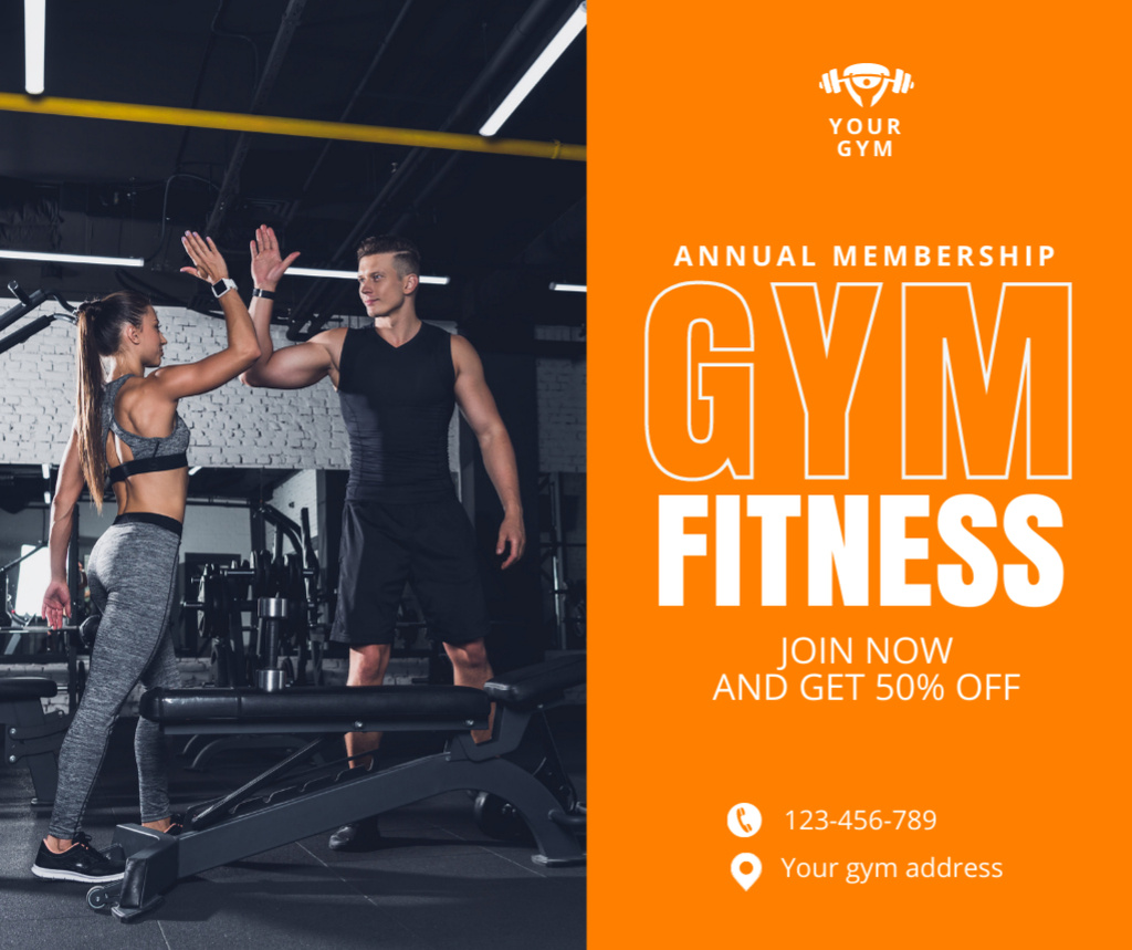 Discount Offer on Fitness Training Facebookデザインテンプレート