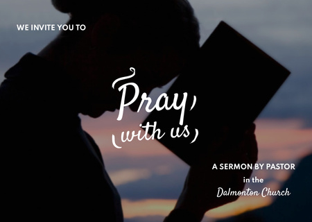 Woman Praying at Sunset with Bible Flyer A6 Horizontal Design Template