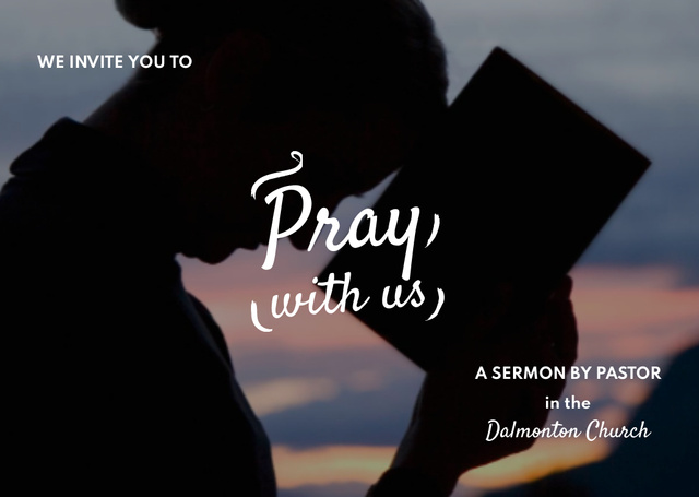 Woman Praying at Sunset with Bible Flyer A6 Horizontal Modelo de Design