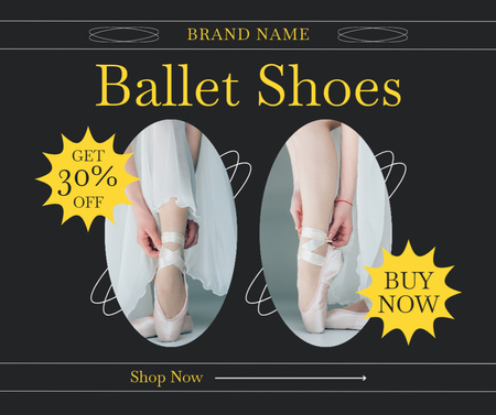 Plantilla de diseño de Oferta Especial de Zapatillas de Ballet con Descuento Facebook 