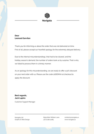 Plantilla de diseño de clientes apoyo disculpa oficial Letterhead 