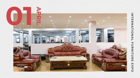 Furniture Expo invitation with modern Interior FB event cover Design Template