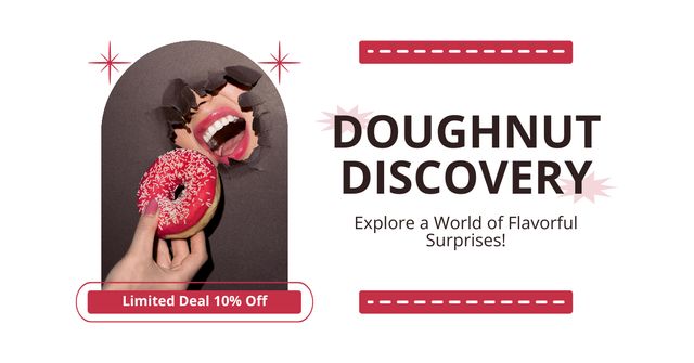 Ontwerpsjabloon van Facebook AD van Funny Image for Doughnut Shop Ad