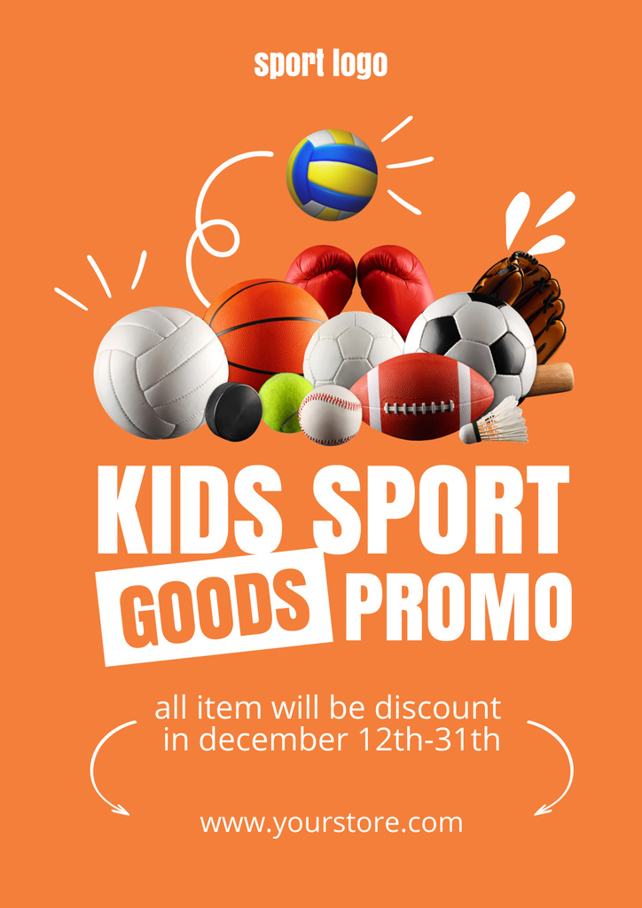 Children's Sports Shop Ad Poster Design Template
