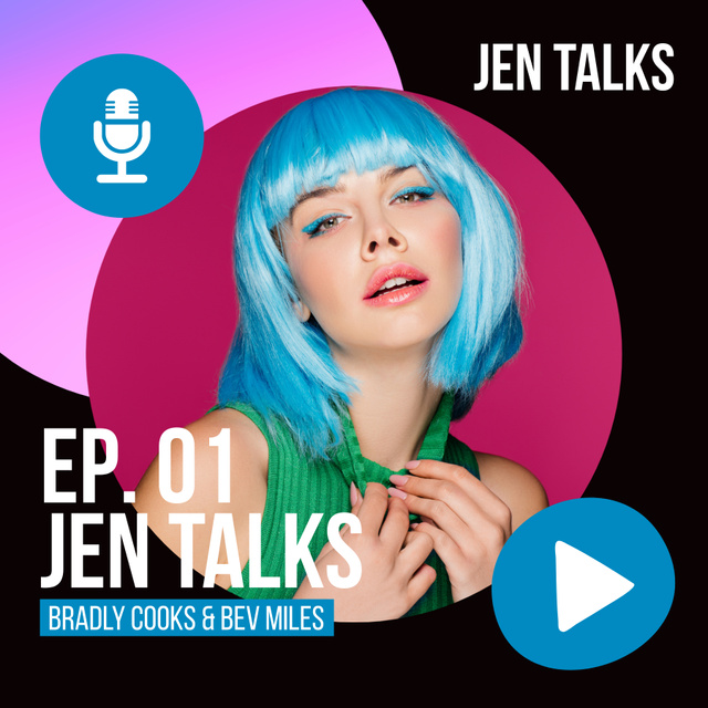 Ontwerpsjabloon van Podcast Cover van Special Episode with the Host with Blue Hair