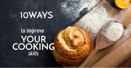 Ontwerpsjabloon van Facebook AD van Kookvaardigheden verbeteren met vers gebakken broodje