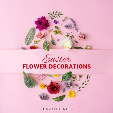 Plantilla de diseño de decoraciones de flores de pascua Instagram AD 