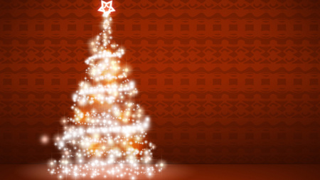 árvore de natal com padrão vermelho Zoom Background Modelo de Design