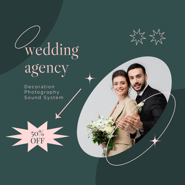 Announcement of Super Discount on Wedding Agency Services Instagram tervezősablon