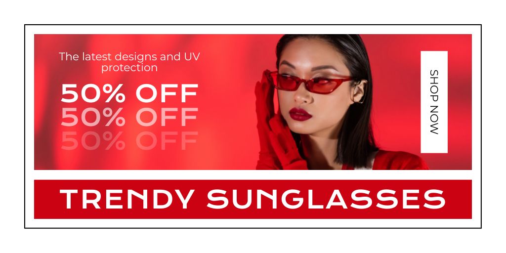 Szablon projektu Discount Sunglasses with Attractive Asian Woman Twitter
