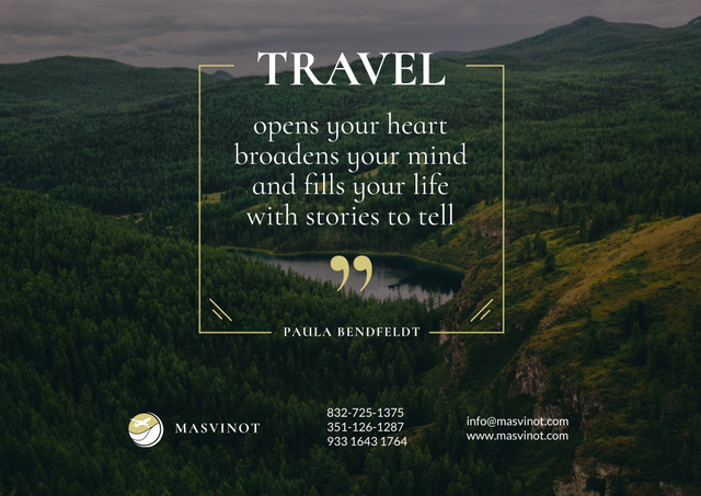 Platilla de diseño Inspiration Quote about Travelling with Majestic Mountains Poster B2 Horizontal