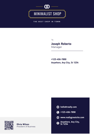 Минималистский фирменный бланк магазина синего цвета Letterhead – шаблон для дизайна