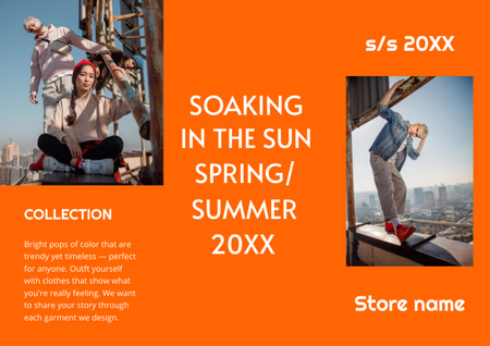Stylish Couple in Bright Summer Outfit Brochure Din Large Z-fold Design Template