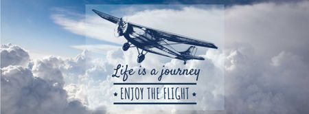 Quote About Life And Flight With Plane Flying In Blue Sky Facebook cover Design Template