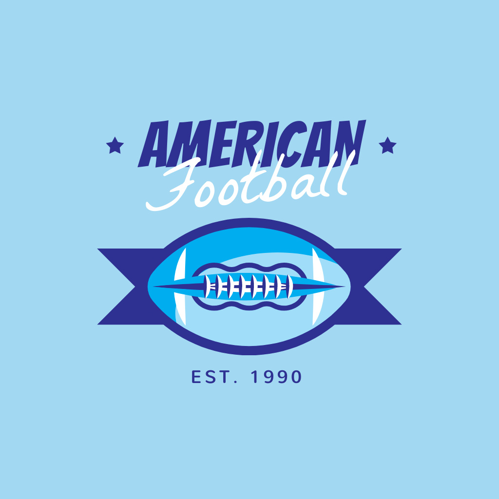 American Football Sport Club Emblem on Blue Logo Design Template