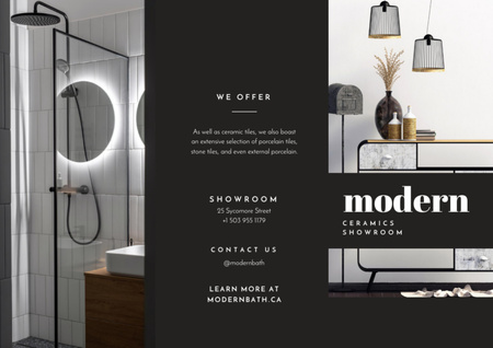 Modern Bathroom Interior with Stylish Pieces Brochure Design Template