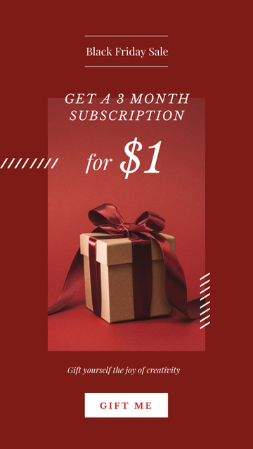 Black Friday Sale with Christmas gift box Instagram Story – шаблон для дизайну
