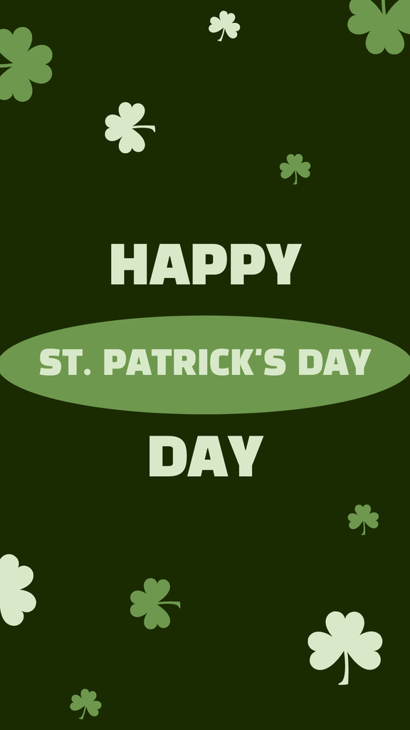 Holiday Wishes for St. Patrick's Day With Shamrock Pattern In Green Instagram Story – шаблон для дизайну