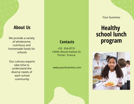 School Food Ad with Pupils in Canteen Brochure 8.5x11in Design Template