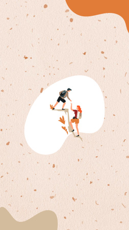 Modèle de visuel Illustration d'un couple de randonneurs - Instagram Highlight Cover