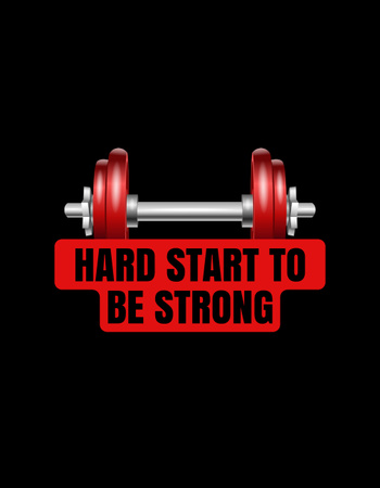 Inspirational Sports Quote with Red Dumbbell T-Shirt – шаблон для дизайну