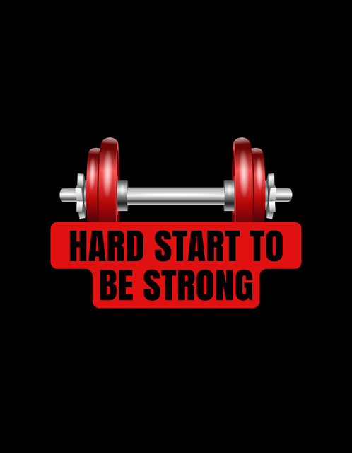 Inspirational Sports Quote with Red Dumbbell T-Shirt – шаблон для дизайна